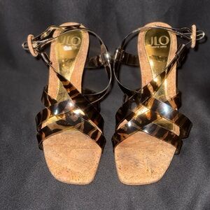 Jennifer Lopez Black and Brown Strappy Sandals